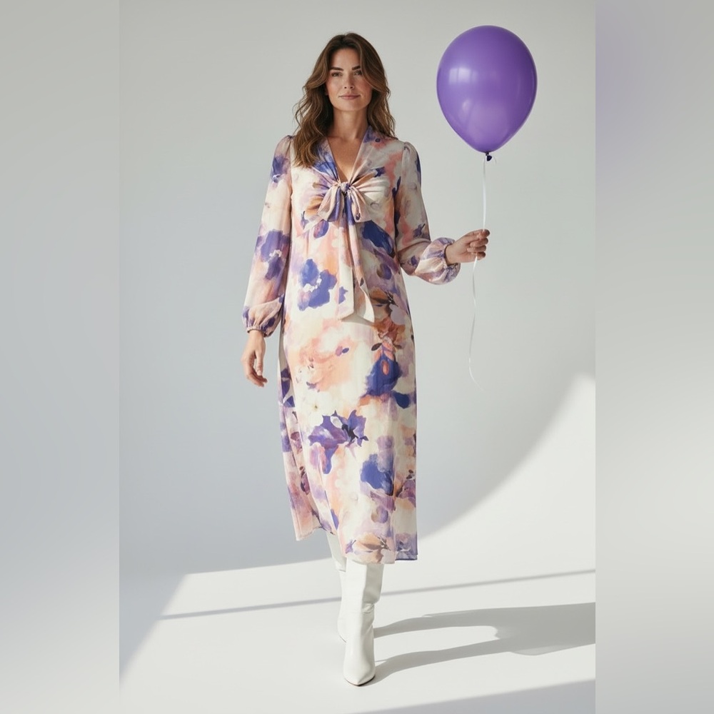 Elegant Floral Long Sleeve Dress